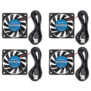 4PACK DC 60mm USB Fan 5V 6015 Brushless Cooling Fan 60mmx15mm 5V USB for PC Computer Case Cooler Raspberry Pi Radiator Ventilation