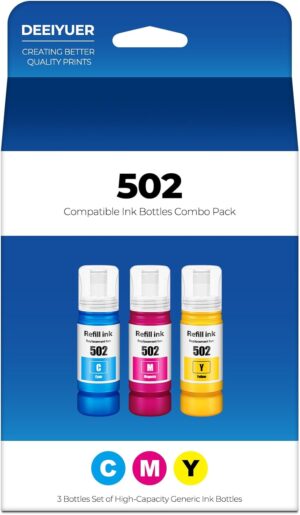 502 Ink Refill Bottles ET-2850 ET-3850 ET-15000 ET-4850 Replacement for Epson 502 Color Ink Compatible for Ecotank ET 2850 ET 3850 ET-4760 ET-2760 ET-3830 ET 15000 ET 4850 ET-3843 2750 4750 Printer