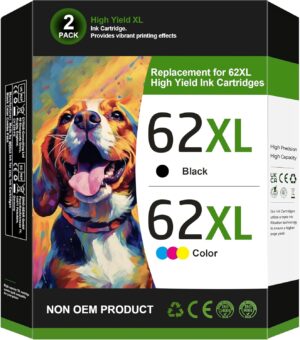 62XL Ink Cartridges Black and Color Replacement for HP Ink 62 for HP 62XL Ink Cartridge Combo Pack for Envy 7640 5540 5640 7645 5660 5542 OfficeJet 5740 5475 200 250 258 8040 Printer