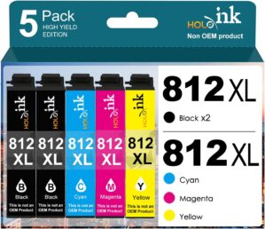 812xl Latest Upgrade Compatible Ink Cartridges Combo Pack Replacement for Epson 812 XL Use with Workforce Pro WF-7840 WF-7820 WF-7310 EC-C7000 Printer (2 Black, Cyan, Yellow, Magenta)