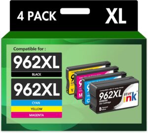 962 XL 962XL Ink Cartridges, Remanufactured Replacement for HP 962 Ink Cartridges Combo Pack, Compatible with HP Officejet Pro 9010 9015 9018 9020 9025 (Black Cyan Magenta Yellow) 4 Pack