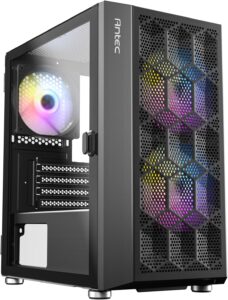 ANTEC NX200M RGB, Large Mesh Front Panel, USB3.0 Ready, 3 x 120mm RGB Fixed Mode Fans Included, TG Swing Side Panel, Up to 5 Fans Simultaneously, 240mm Radiator Support, Mini-Tower M-ATX Gaming Case