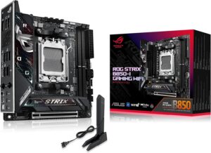 ASUS ROG Strix B850-I Gaming WiFi AMD AM5 B850 Mini-ITX mITX Motherboard 10+2+1 Stages, DDR5, 2.5G LAN, WiFi 7, 2X M.2, PCIe® 5.0 x16, USB 20Gbps Type-C®, AI Overclocking, AI Networking II, Aura Sync