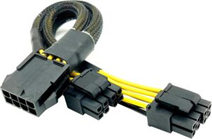 ATX 8 pin Female to Dual 8 (4+4) pin Male EPS 12V Motherboard Power Adapter Cable Extension, CPU EPS Y Splitter for Motherboard 9" (1 Piece)