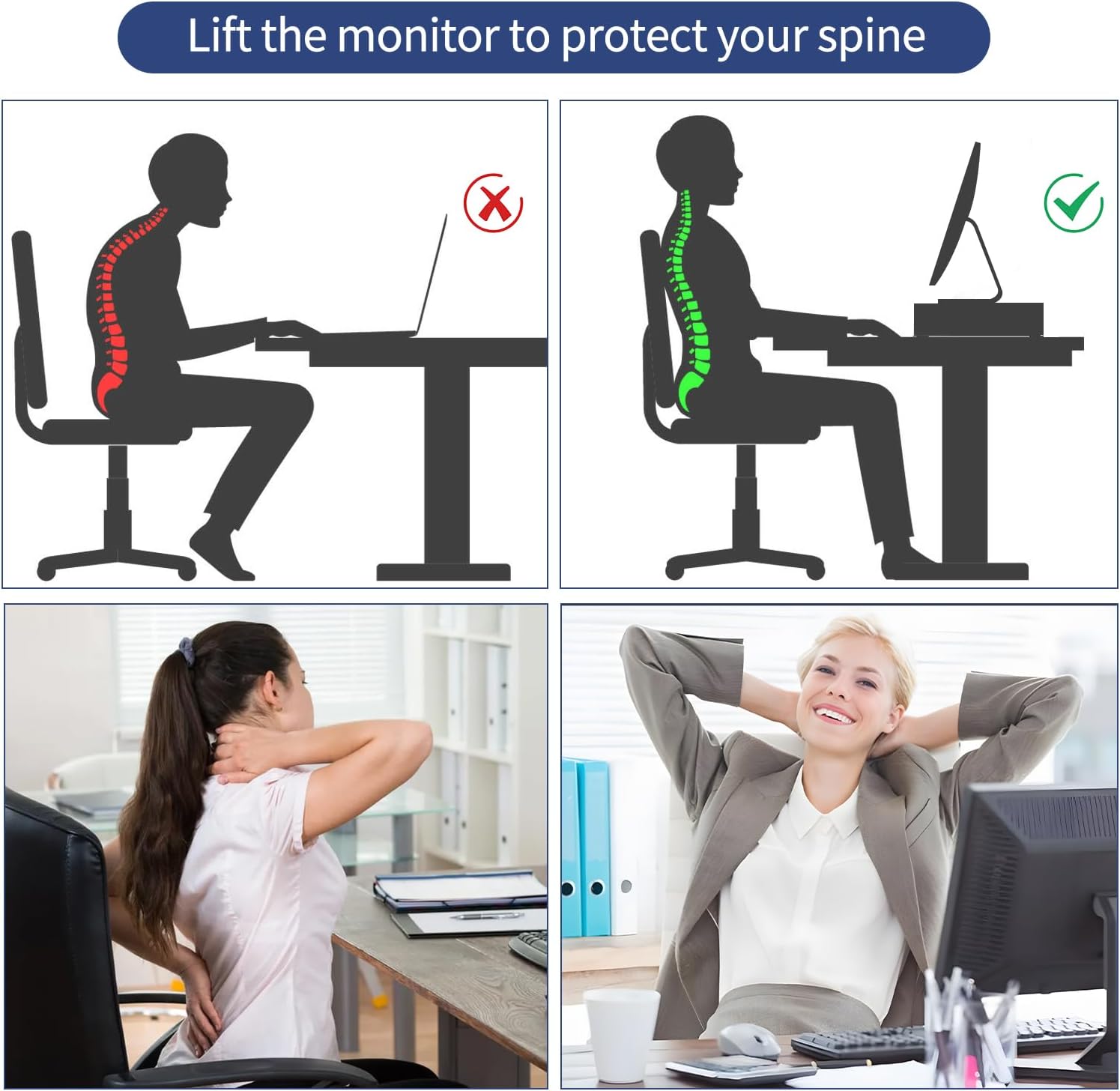 AUPSEN Computer Monitor Stands with Drawers and 2 Pen Holder, Desk Accessories & Workspace Desk Organizers, Monitor Stand for Computer, Laptop, Printer, Office Supplies(Pink) - Image 2