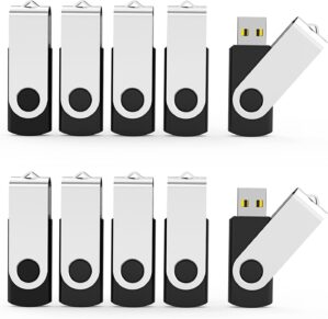 Aiibe 10 Pack 8GB USB Flash Drive Flash Drives USB 2.0 Thumb Drive Memory Stick Zip Drives Bulk (8GB, 10 Pack, Black)