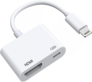 [Apple MFi Certified] Lightning to HDMI Adapter, No Power Needed 1080P Video & Audio Sync Screen Converter with Lightning Charging Port, iPhone to HDMI Adapter Compatible with iOS
