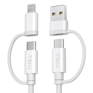 Basesailor 4-in-1 USB C to USB C Cable 10ft iPhone 16 15 14 13 Mini Plus Max,60W Fast Charging Multi Charger Cord with USB-A Adapter/IOS/Type C for Apple iWatch 10 9 8,MacBook Pro,iPad,S25 S24 S23 S22