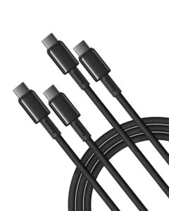 Baseus USB C Cable, 2-Pack 3.3ft 100W 5A Fast Charging USB C to USB C Cable, Zinc Alloy Nylon Braided USB Type C Charger Cable for iPhone 16 15 Pro/Plus/Pro Max, MacBook, iPad Pro/Mini, Galaxy S24/S23