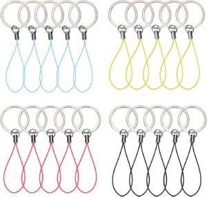 Bememo 20 Pieces Nylon Flash Drive Lanyard Keyrings with Color Strap for ID Card USB ID Card MP3 Player Keys Cellphone Keychain, 4 Colors