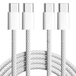 Braided USB C to USB C Cable 3ft - 60W Type C Fast Charger, USBC to USB-C Woven Power Cord for iPhone 16/15 Pro Max Plus/MacBook/iPad/AirPods/Samsung Galaxy/Android Devices and More [Pack of 2]