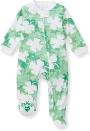 Burt's Bees Baby Boys' Sleep & Play PJs, 100% Organic Cotton One-Piece Zip Front Jumpsuit, Baby Boys Footie Pajamas & PJs