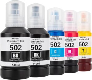 Compatible Epson T502 502 Ink Refill Bottles for Ecotank ET-3760 ET2760 ET2750 ET-4760 ET-2850 ET-15000 ST-4000 ST-2000 ET-3710 ET-3850 ET-3750 ET-4850 ET4750 ET2700 ST3000 ET3700 Printer(2BK C M Y)