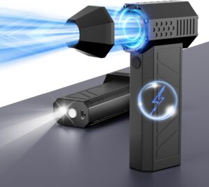 Compressed Air Duster, 130000RPM Electric Air Duster for Cleaning Keyboard & PC, 4 Gear Adjustable Mini Blower Cordless with LED Light, Rechargeable Air Duster for Car, Outdoors, Reusable