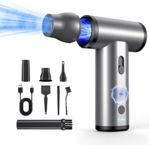 Compressed Air Duster, 300000RPM Air Blaster Electric Cleaner for Keyboard, PC Deep Cleaning, Component,Air Bed,Infinitely Speed Replace Compressed Air Can-No Canned Air Duster,Rechargeable Air Blower
