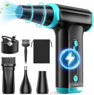 Compressed Air Duster-Stepless Adjustable 110,000RPM Electric Cleaner for Keyboard, PC Cleaning, Rechargeable Cordless Jet Dry Blower Replace Canned Air Compressed Air Cans - Blue
