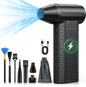 Compressed Air Duster kit-Blower-pc Duster Electric-130000RPM- Replace Compressed air can-Keyboard Clean-car Mini Snow Blowers-Car Dryer air Blower-Jet Fan-No air Canned dusters for Cleaning (Black)
