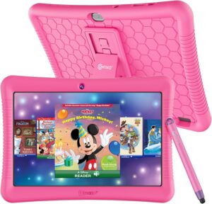 Contixo 10" Android Kids Tablet 32GB, Includes 80+ Disney Storybooks & Stickers, Parental Controls, Kid-Proof Case with Kickstand & Stylus, (2024 Model) - Pink