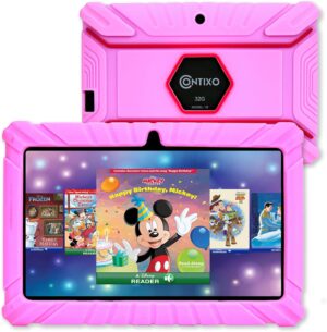 Contixo 7" Kids Tablet - Includes 50+ Disney Storybooks & Stickers, 32GB, Android, Parental Controls, Kid-Proof Case, (2024 Model) - Pink
