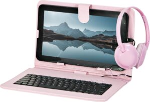 Craig CMP840 BUN-PK-HD Quad Core 10.1 in. Tablet with Keyboard Case & Headphones in Pink