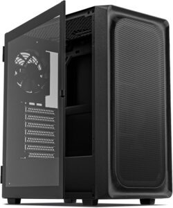 DARKROCK EC2 Black ATX Mid Tower PC Case, Type-C Ready, Supports 40 Graphics Cards, Tempered Glass Side Panel, up to 8 x 120mm Cooling Fans & 1 x 360mm Radiator, 1 x Pre-Installed Fan