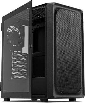 DARKROCK EC2 Black ATX Mid Tower PC Case, Type-C Ready, Supports 40 Graphics Cards, Tempered Glass Side Panel, up to 8 x 120mm Cooling Fans & 1 x 360mm Radiator, 1 x Pre-Installed Fan