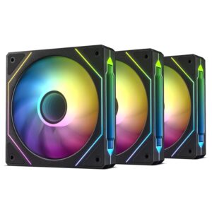 DARKROCK F120-3 in 1 120 mm Infinite Mirror Design Case Fans with PWM Control & ARGB Effect, Hydraulic Bearing for Low-Noise Operation - Suitable for Most PC Cooling Systems - Black