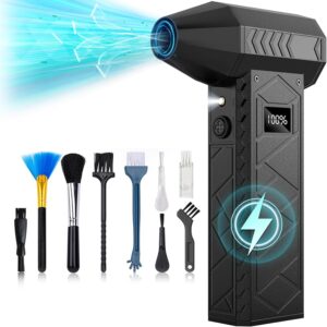 DEGGE 10000mAh Compressed Air Duster, 180000RPM Electric Air Duster with Display Screen & Light, 4 Gear Adjustable Cordless Rechargeable Turbo Car Dryer Jet Air Blower for Keyboard,Computer,Car,Home