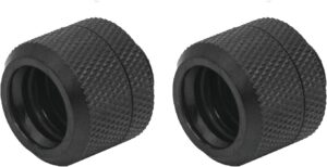 Dracaena.io 2 pack G1/4″ thread to 16mm outer diameter, Hard Tubing Compression Fitting with high body design for Computer water cooling system, Black