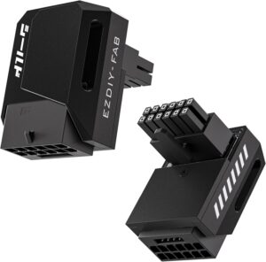 EZDIY-FAB PCIe 5.1 Adapter - 600W 12+4pin,16pin 12VHPWR GPU Power Connector,12V-2x6 GPU Adapter,90 Degree Right Angle - Compatible with RTX 3090Ti, 4070Ti, 4080, 4090 GPU - RVS Type, Black, 1 Pack