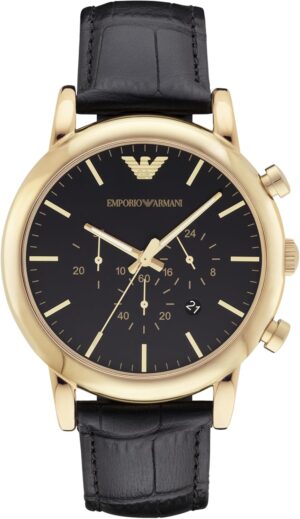 Emporio Armani Men's Chronograph Black Leather Watch (Model: AR1917)