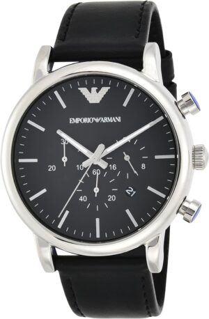 Emporio Armani Men's Chronograph Stainless Steel and Leather Watch (Model: AR1828)