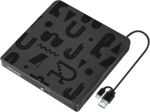 External CD DVD Drive, USB 3.0 Type C CD/DVD +/-RW Portable Burner Player Reader Writer Optical CD ROM Disk Drive for Laptop PC Desktop iMac MacBook Pro/Air Windows XP/7/8/10/11 Mac OS Linux Vista7/8