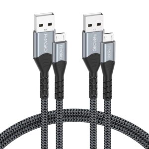 FEMORO Micro USB Cable 3Ft Pack of 2, USB A to Micro USB 2.0 480Mbps Data Transfer & 12W Charging Cord for MicroUSB Old Android Phones Kindle Tablet MP3 PS4 and More