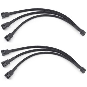 Fan Splitter, 2-Pack PC Fan Splitter 4 Pin PWM Fan Splitter Cable PC Case Fan Header Splitter for Computer 4 Pin or 3 Pin Cooling Fan, 12 Inches (Fan Splitter- 3 Way)