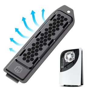 GRAUGEAR Metal Heat Dissipation Cover for PS5 M.2 SSD Expansion Slot | Fit for PlayStation 5 NVMe SSD w/Heatsink | New Breathable Cellular Hole | Cooling and Dust Proof (Black)