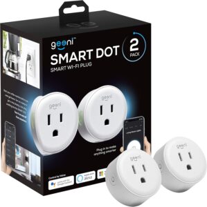 Geeni Dot Smart Wi-Fi Outlet – 2 Pack, Compact Design, Control Appliances with Alexa, Google Assistant, and the Geeni App, Energy Monitoring, Voice Control, 2.4GHz, White