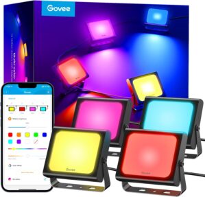Govee Outdoor Lights, Flood Lights Uplight 2 in 1, LED Low Voltage Landscape Lighting, IP65 Pathway Lights with App Control, Garden Yards, Wired 4 Pack