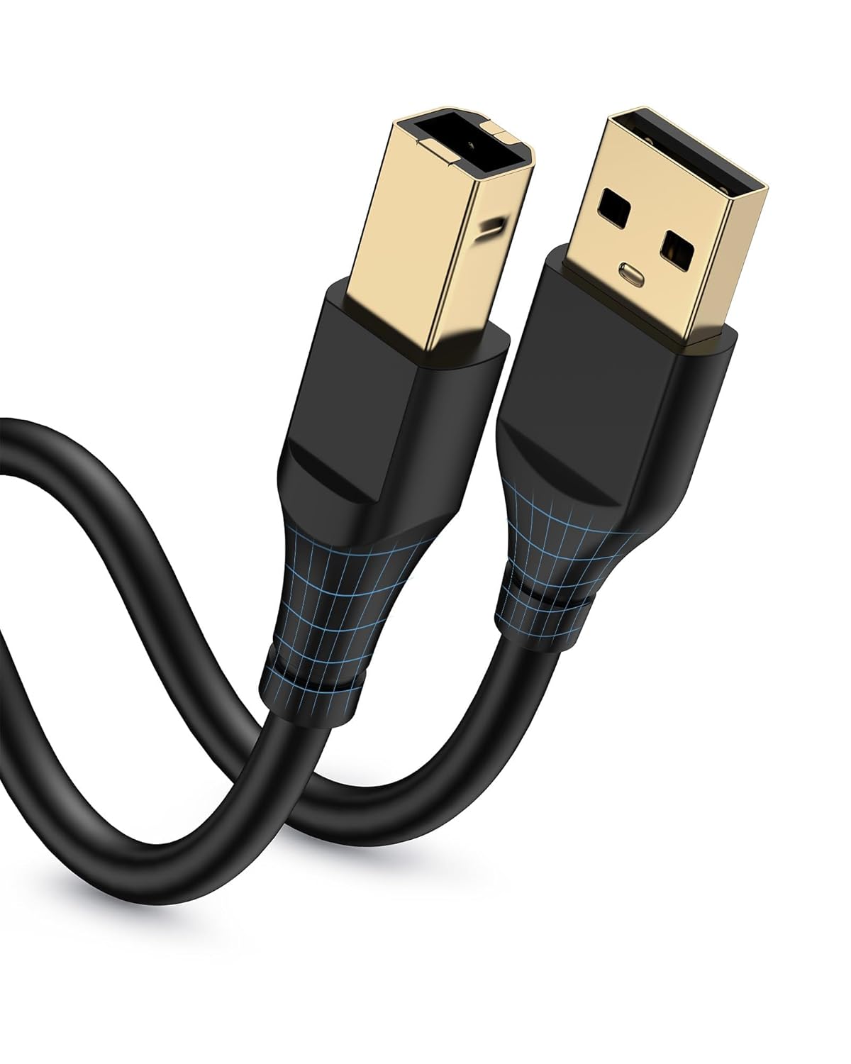 HP Printer Cable 10ft, Square USB A to USB B Cable for Printer/Scanner Epson, HP, Canon, Brother, Ethernet Print Smoothly Connect to Computer/Laptop/Pc-USB 2.0 Type B Impresora Midi Long Cord, 10Foot