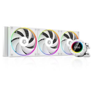 ID-COOLING SL360 White CPU Liquid Cooler with Display, Customizable 2.1" LCD Display for Images or Performance Metrics, 360mm AIO Cooler, Three AF127 ARGB Fans, Fits Intel/AMD