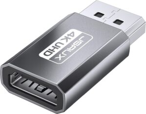 JSAUX 4K DisplayPort to HDMI Adapter, DP PC to HDMI Monitor Converter Video UHD 2K@120Hz,4K@30 DP to HDTV Male to Female Uni-Directional Adapter Compatible for Dell, Lenovo, HP,GPU, AMD -Grey