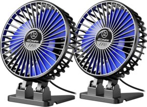 JZCreater USB Desk Fan, Mini Fan Portable, 3 Speeds Desktop Table Cooling Fan, Plug in Power Fan, Rotation Strong Wind, Quiet Personal Small Fan for Home Desktop Office Travel Bedroom, Black (2Pack)
