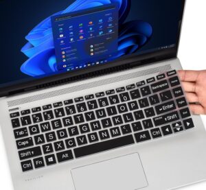 Keyboard Cover with Large Letters for HP Pavilion x360 14 /HP 14 Laptop 14-dq 14-fq 14-ba/bf/cm/ce/cf/df/dk/ds 14-dq0052dx 14-dq0762dx dq0760dx 14-dq0040nr/dq0030nr 14-fq1025nr 14-fq0033dx -Black