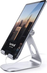 Lamicall Tablet Stand, Adjustable Tablet Holder – Desktop Stand Dock Holder Compatible with 4-13″ Tablet Such as iPad Pro 11, 9.7, 10.5, 12.9 Air Mini 4 3 2, Kindle, Nexus, Tab, Silver