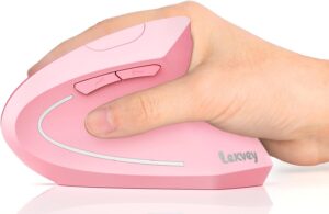Lekvey Ergonomic Mouse, Vertical Wireless Mouse, Rechargeable 2.4 GHz USB Optical Carpal Tunnel Mice : 800/1200 / 1600 DPI, 6 Buttons, for Laptop, PC, Computer, Desktop, Notebook etc, Pink