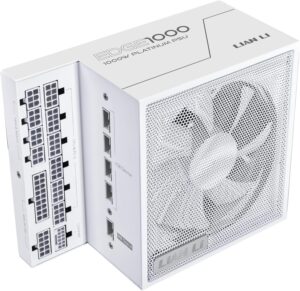 Lian Li Edge Series-1000W Full Modular Power Supply-80 Plus Platinum-ATX 3.0, 3.1-PCIE 5.1-L-Shape Design for Dual Chamber Case-120mm FDB Fan-Supports up to 4X USB Devices-White (EG1000WE.US)