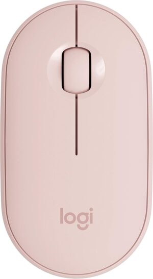 Logitech Pebble Wireless Mouse with Bluetooth or 2.4 GHz Receiver, Silent, Slim Computer Mouse with Quiet Clicks, for Laptop/Notebook/iPad/PC/Mac/Chromebook - Rose