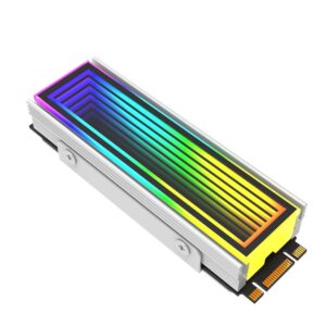 M.2 2280 ARGB Hard Drive Heatsink Cooling M2.2280 SSD Cooler 5V 3Pin Addressable RGB Sync Multi Mainboard Efficient Heat Dissipation SSD Radiator with Thermal Pad(White)