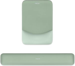 MOSISO Wrist Rest Support for Mouse Pad&Keyboard Set, Rectangular Ergonomic Mousepad Non-Slip Base Home/Office Pain Relief&Easy Typing Pad with Neoprene Cloth&Raised Curved Memory Foam, Green