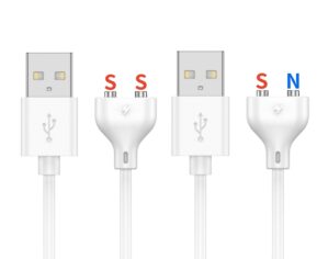 Magnetic USB DC Charger Cable,2 Pack(1 Single Polarity &1 Double Polarity) Replacement Charging Cord, 2Pins 31.4Inch 7MM/10MM Charger for Toys,Cleansor (1+1 7mm/0.27Inch)